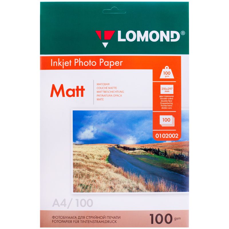 Фотобумага "LOMOND" А4 100г/кв.м 100л., матовая двусторонняя /1/