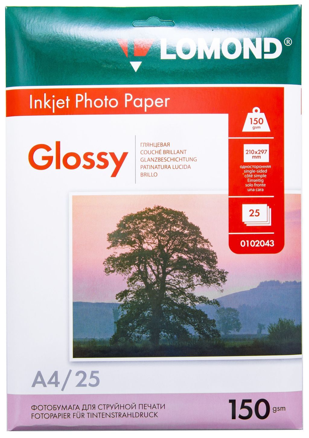 Фотобумага "LOMOND" А4 150г/кв.м 25л., глянцевая односторонняя /42/