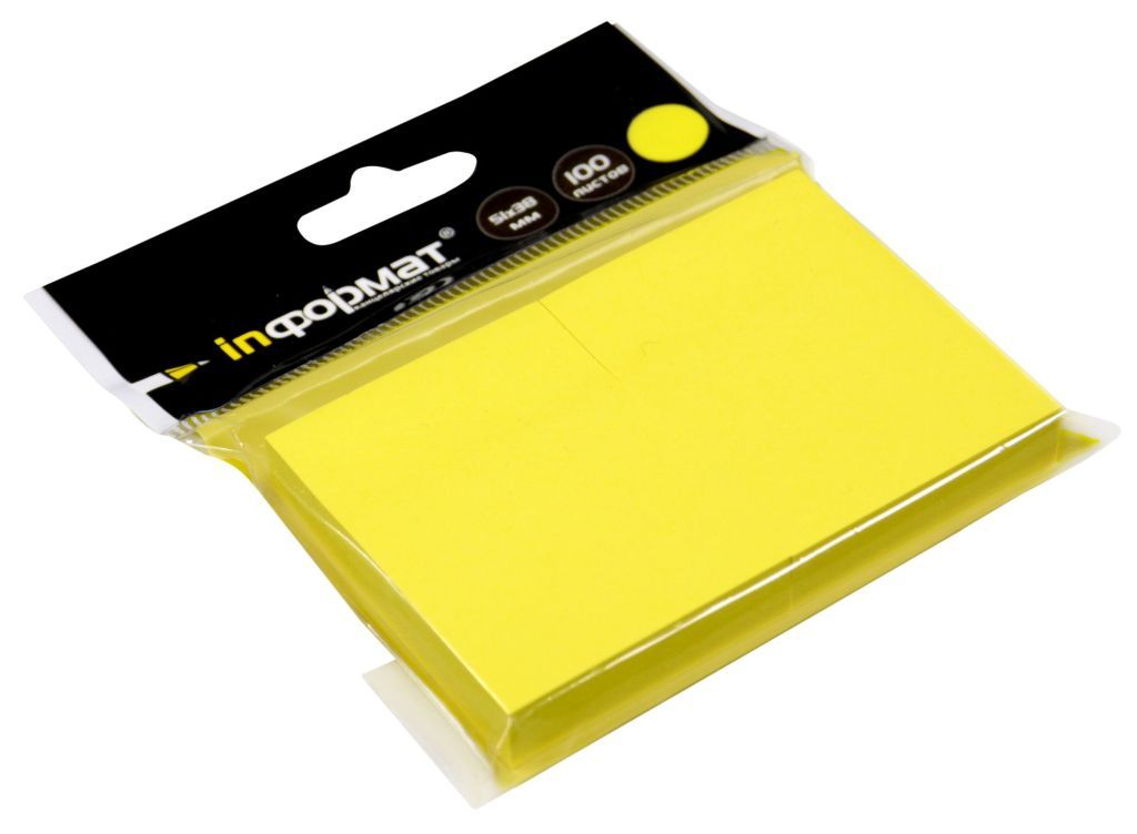 Блок самоклеящийся  38х51мм "inФОРМАТ" 100л. желтый /12/