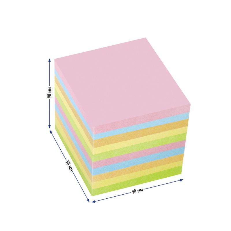 Блок для записей  90х90х90мм цветной "Standard" /12/