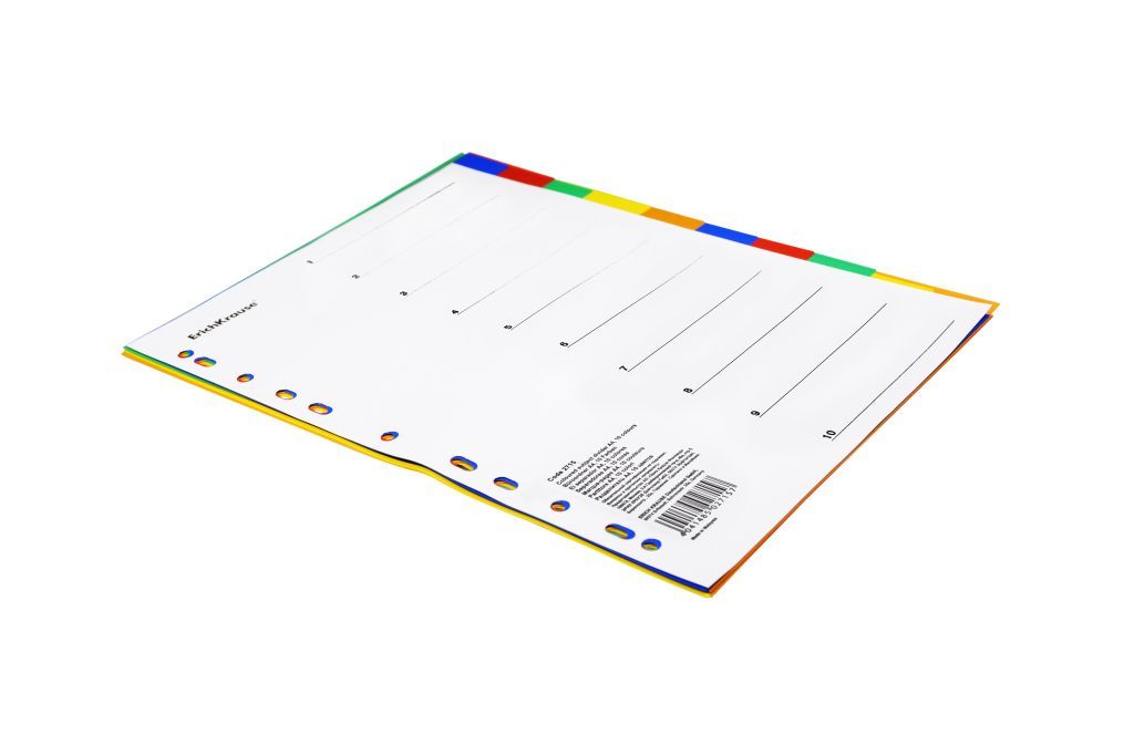 Разделитель листов А4 10цв. "DIVIDER COLORED" пластик /30/