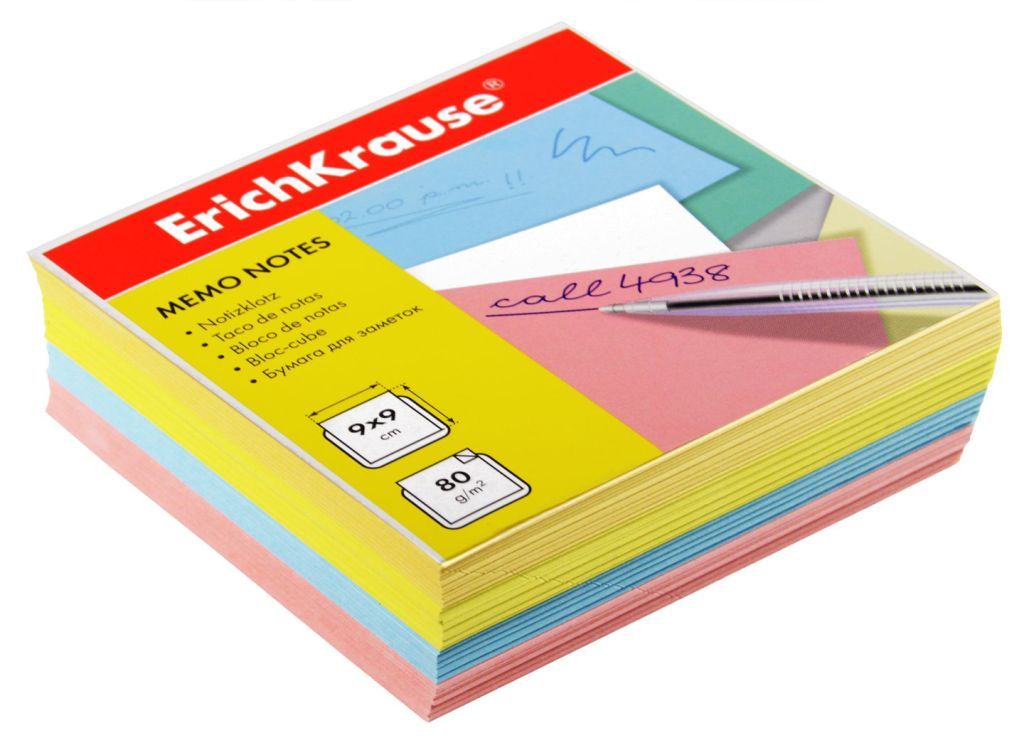 Блок для записей  90х90х50мм ассорти "Erich Krause" /24/
