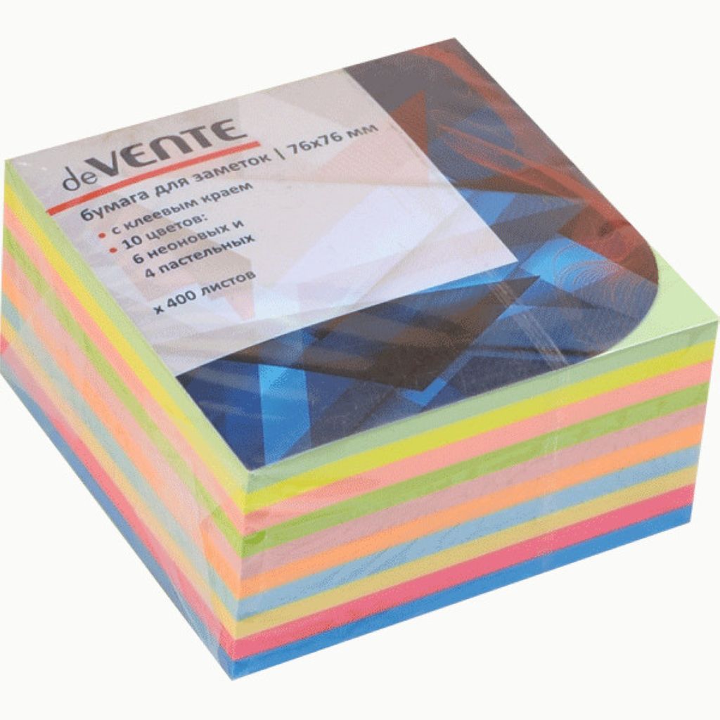 Блок самоклеящийся  76х76мм "deVENTE" 400л. ассорти /1/
