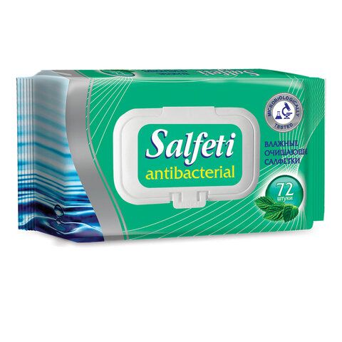 Салфетки влажные SALFETI Antibacterial 72шт. антибактериальные
