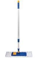 Швабра с флаундером 40 см, телескопический черенок 130 см, резьба 1,6 см, микрофибра/абразив